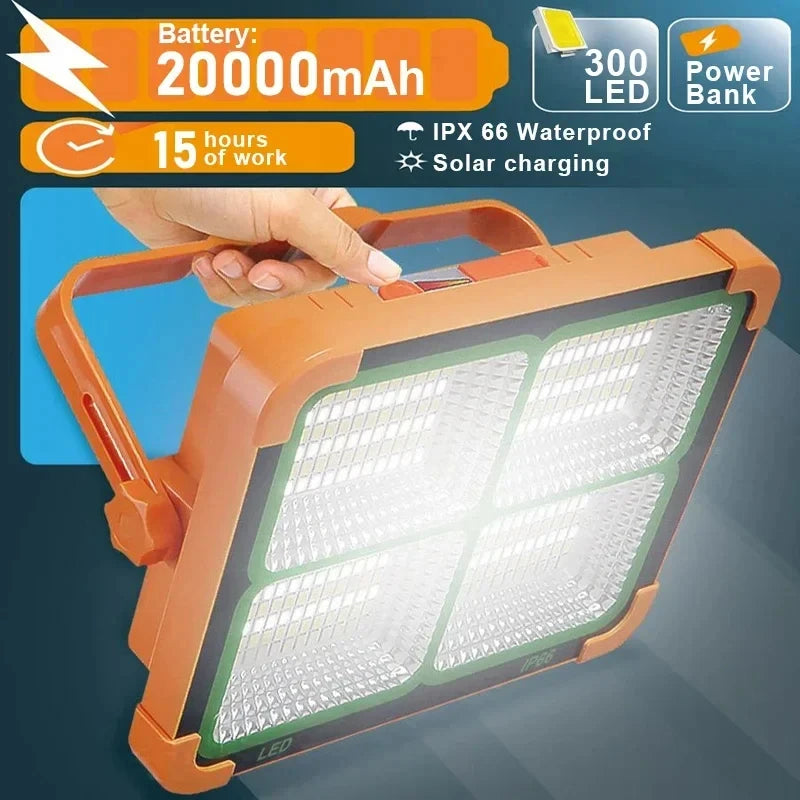 Camping Lantern 20000mAh – Solar Rechargeable LED Tent Light with Magnet, Power Bank & Emergency Flashlight