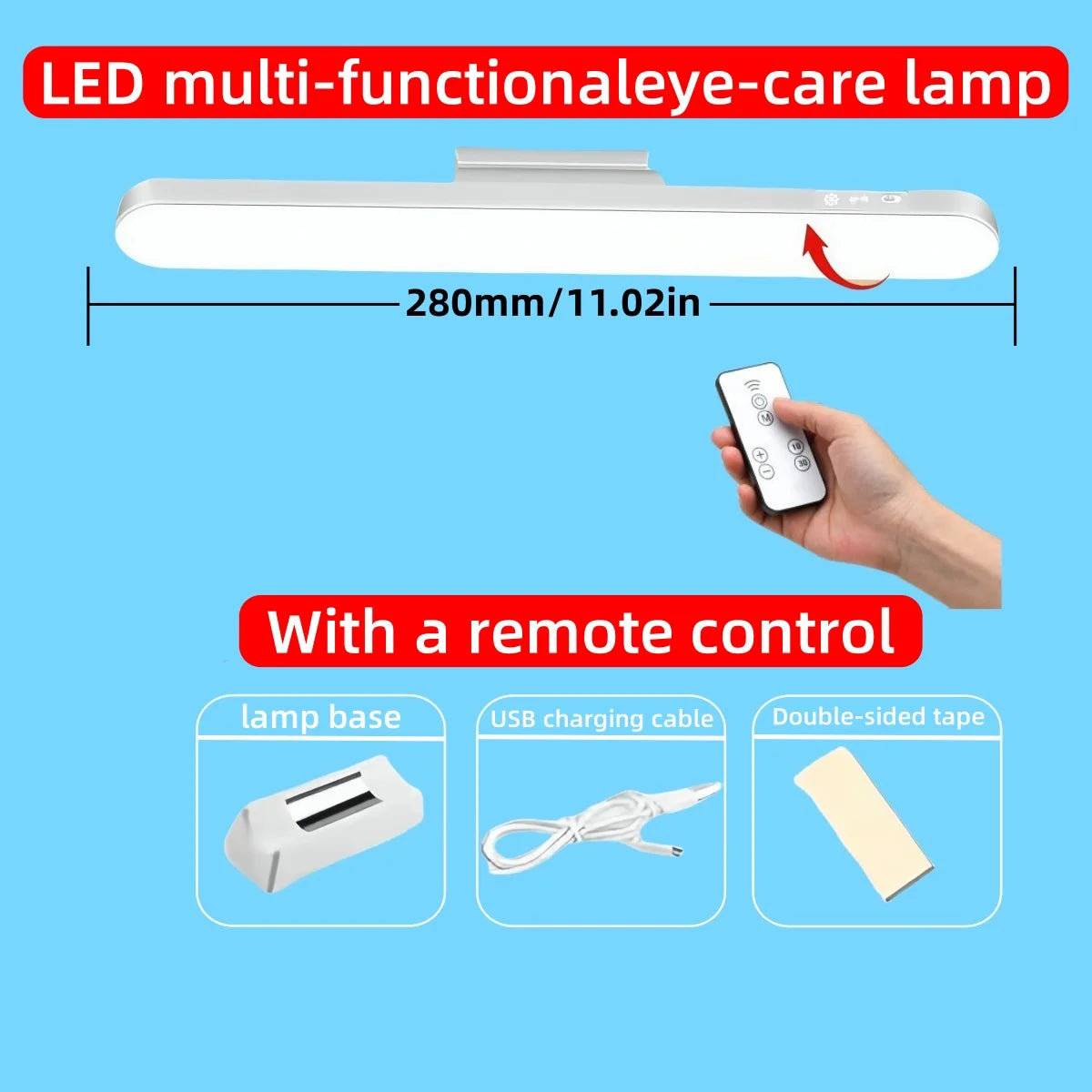 Magnetic LED Desk Lamp – USB Rechargeable, Dimmable 3-Color Light for Table, Closet & Wardrobe Use