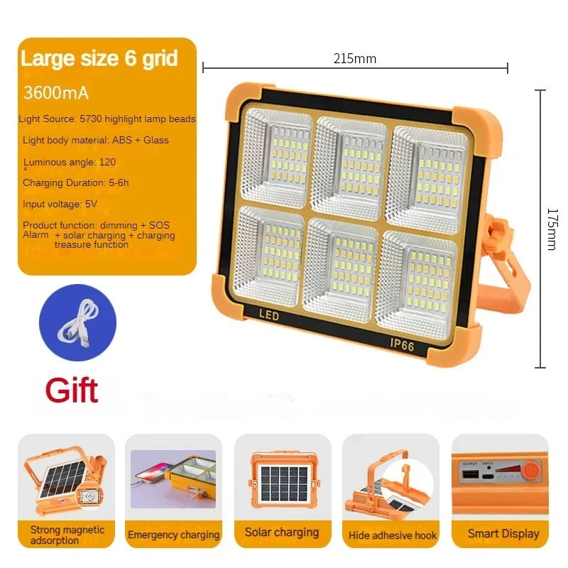 Camping Lantern 20000mAh – Solar Rechargeable LED Tent Light with Magnet, Power Bank & Emergency Flashlight