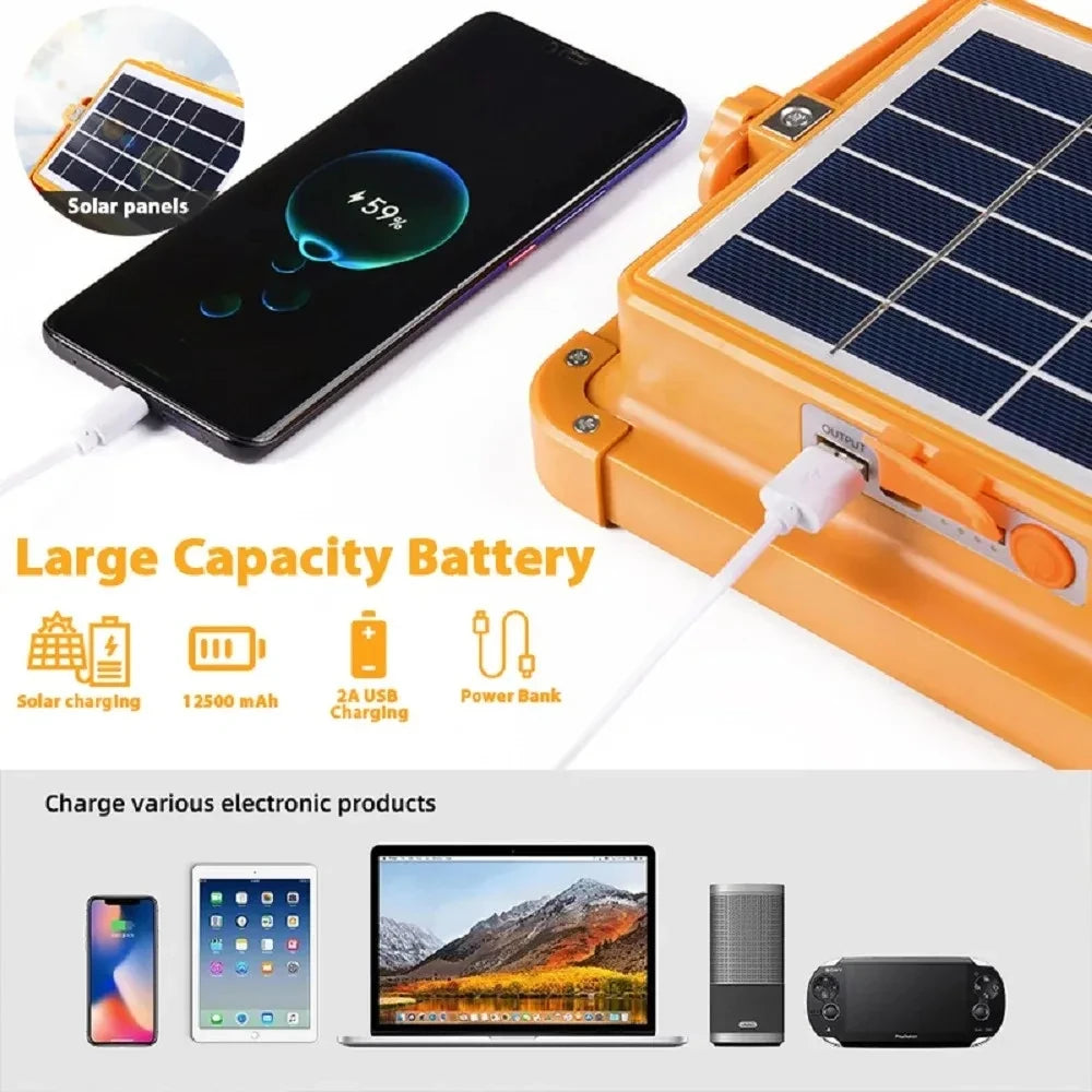 Camping Lantern 20000mAh – Solar Rechargeable LED Tent Light with Magnet, Power Bank & Emergency Flashlight
