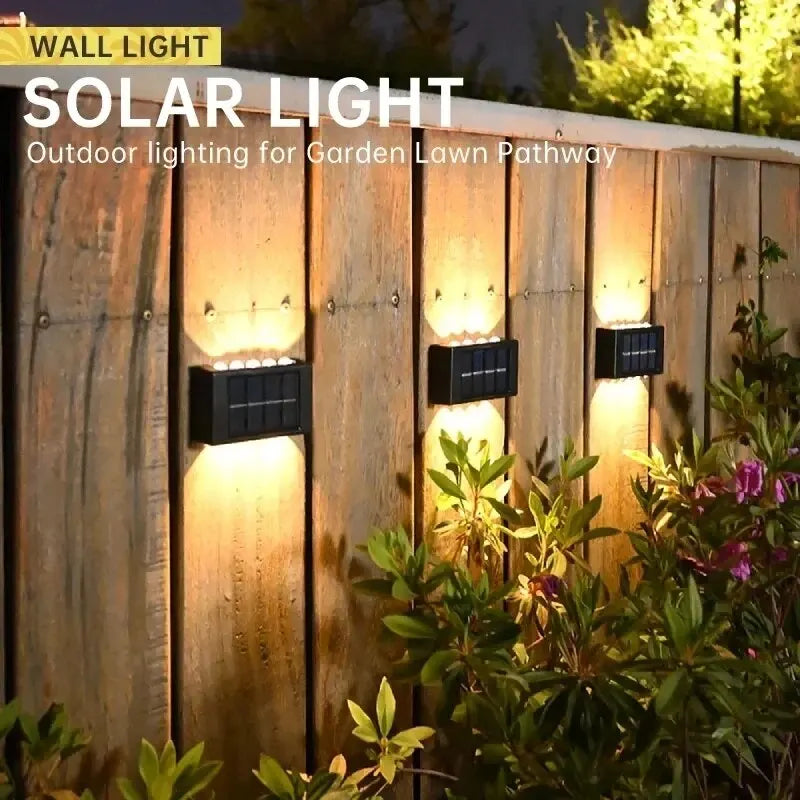 Solar Wall Light – Outdoor Waterproof LED Up & Down Lamp for Garden, Fence, or Landscape Décor (4–10 LEDs)