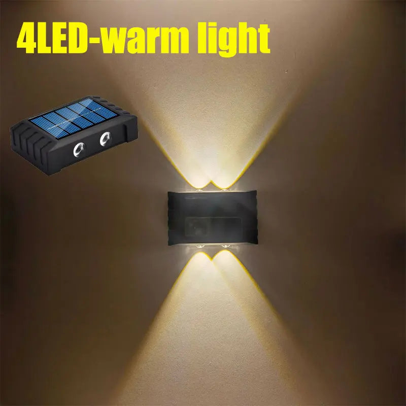 Solar Wall Light – Outdoor Waterproof LED Up & Down Lamp for Garden, Fence, or Landscape Décor (4–10 LEDs)