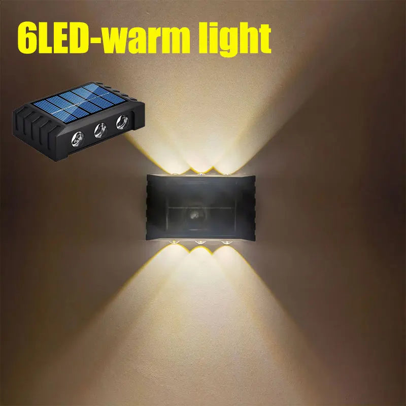 Solar Wall Light – Outdoor Waterproof LED Up & Down Lamp for Garden, Fence, or Landscape Décor (4–10 LEDs)