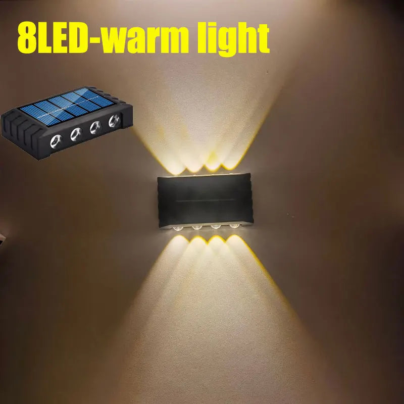 Solar Wall Light – Outdoor Waterproof LED Up & Down Lamp for Garden, Fence, or Landscape Décor (4–10 LEDs)