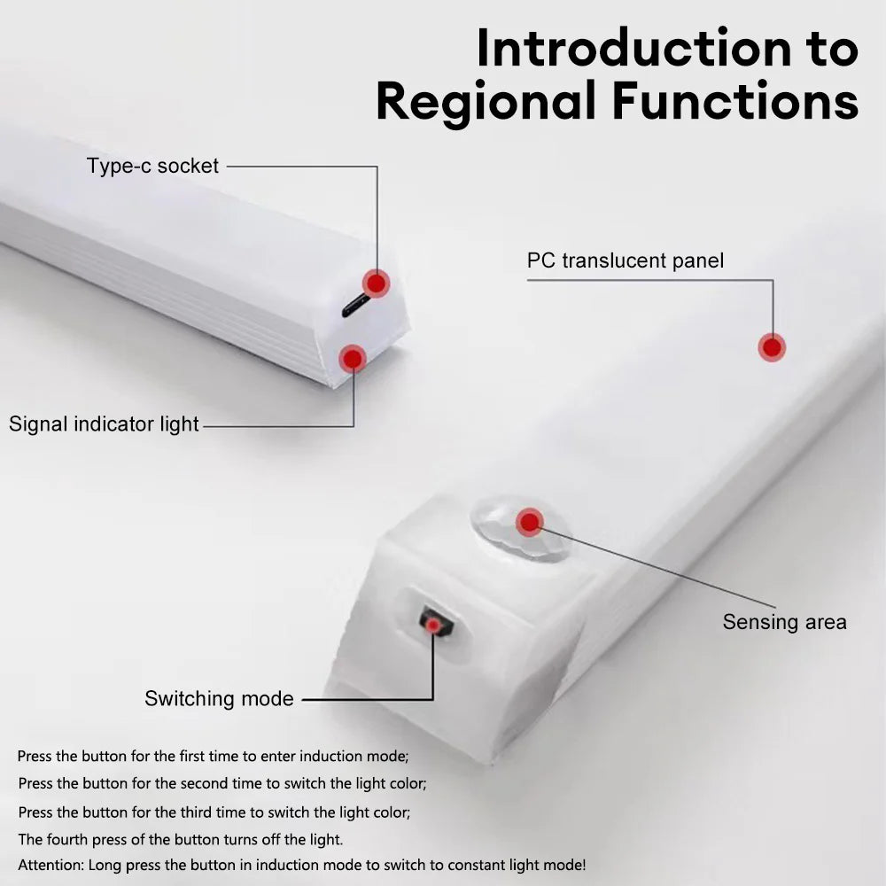 Wireless Motion Sensor LED Light – Ultra-Thin, Type-C Rechargeable Night Lamp for Cabinet, Wardrobe & Kitchen
