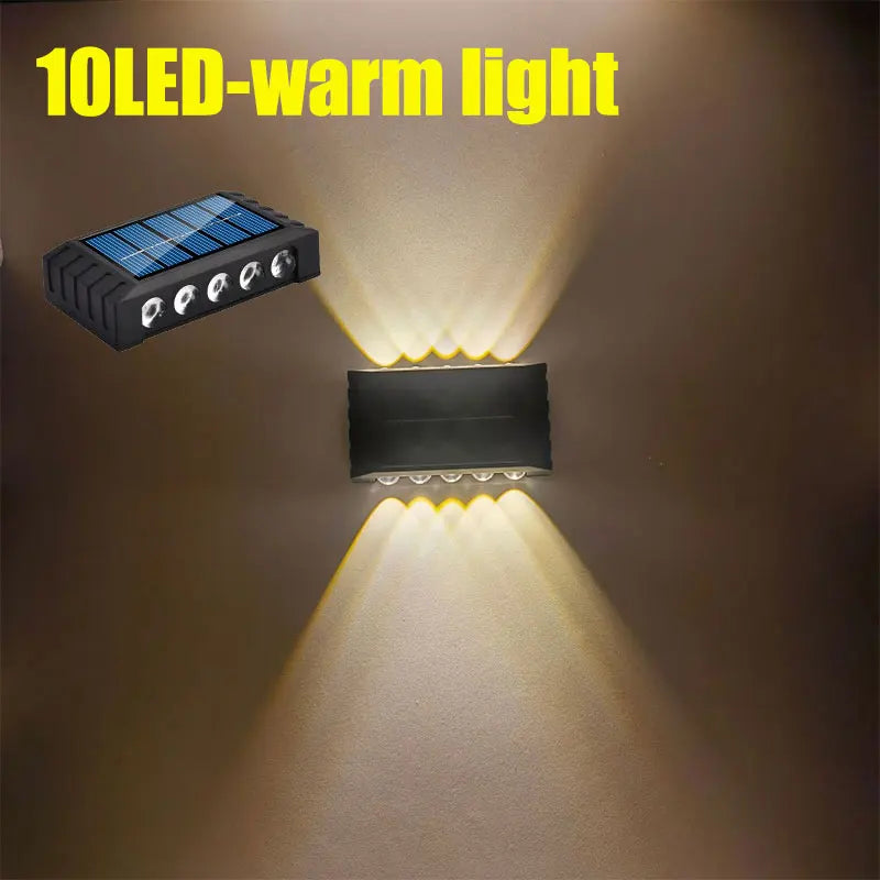 Solar Wall Light – Outdoor Waterproof LED Up & Down Lamp for Garden, Fence, or Landscape Décor (4–10 LEDs)