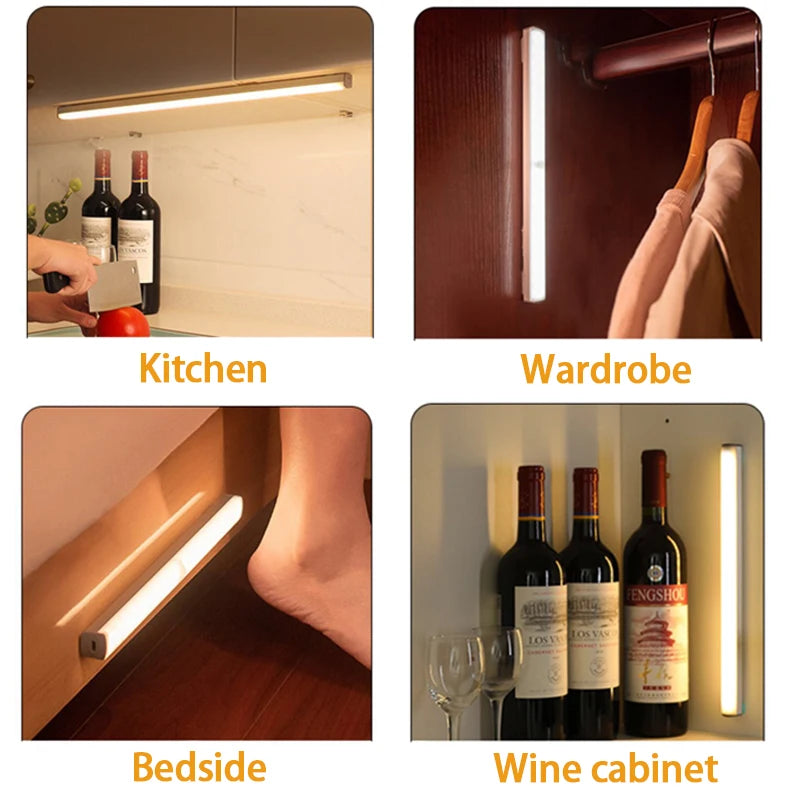 Wireless LED Motion Sensor Light – Type-C Rechargeable Lamp for Closet, Kitchen & Stairs