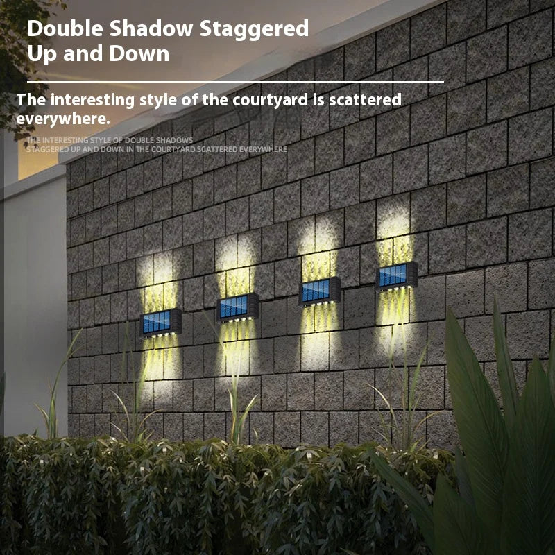 Solar Wall Light – Outdoor Waterproof LED Up & Down Lamp for Garden, Fence, or Landscape Décor (4–10 LEDs)