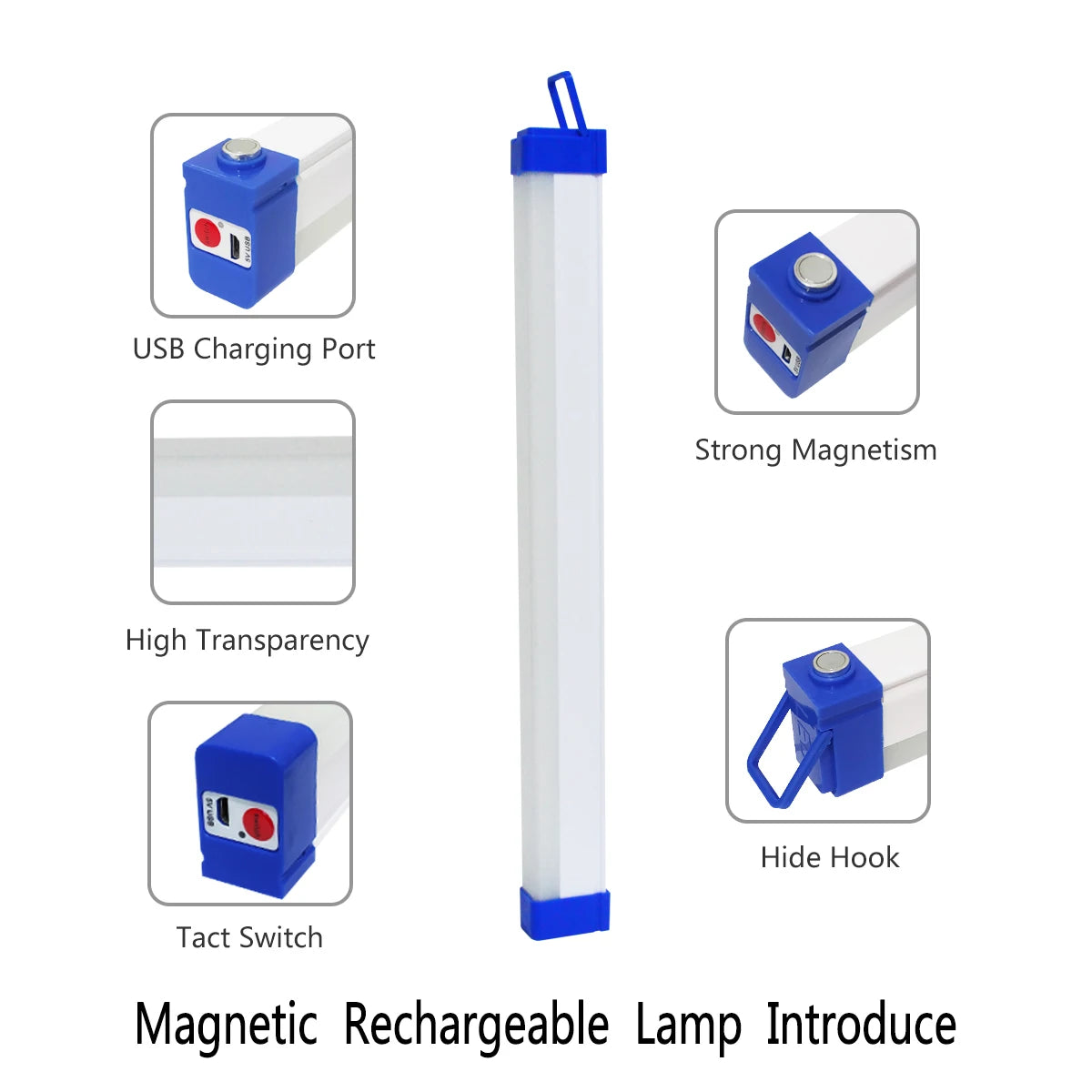 USB Rechargeable LED Tube Light – Magnetic, Portable Emergency Lamp for Camping, Vehicle & Outdoor Use