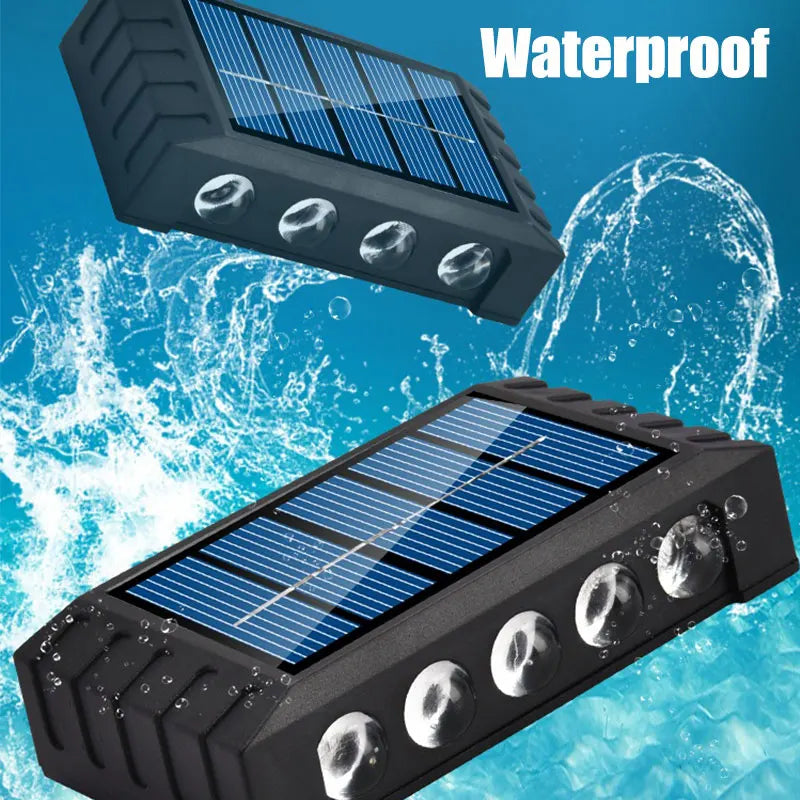 Solar Wall Light – Outdoor Waterproof LED Up & Down Lamp for Garden, Fence, or Landscape Décor (4–10 LEDs)