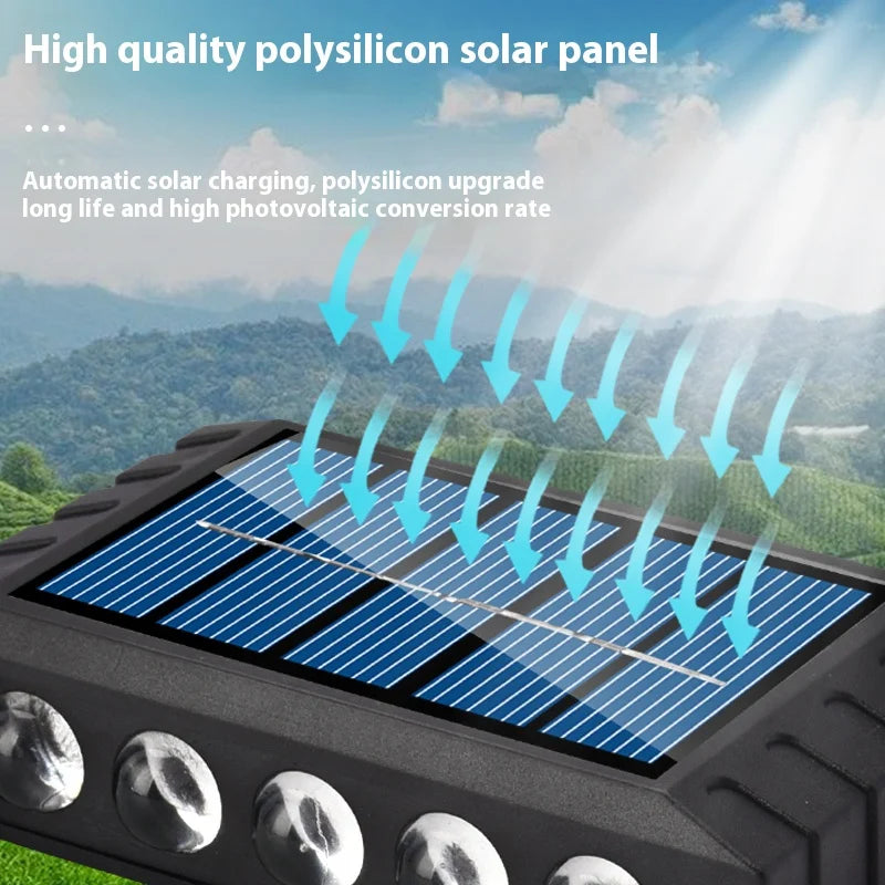 Solar Wall Light – Outdoor Waterproof LED Up & Down Lamp for Garden, Fence, or Landscape Décor (4–10 LEDs)
