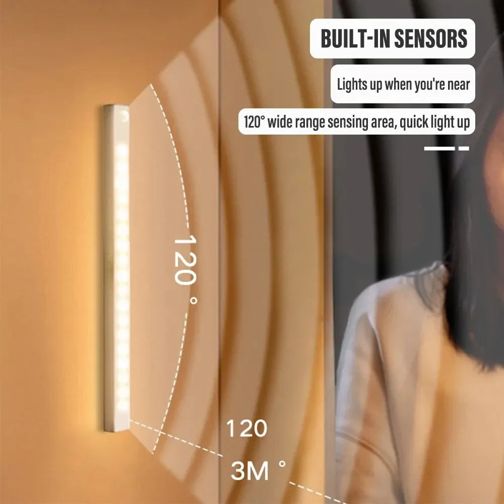 Wireless LED Motion Sensor Light – Type-C Rechargeable Lamp for Closet, Kitchen & Stairs