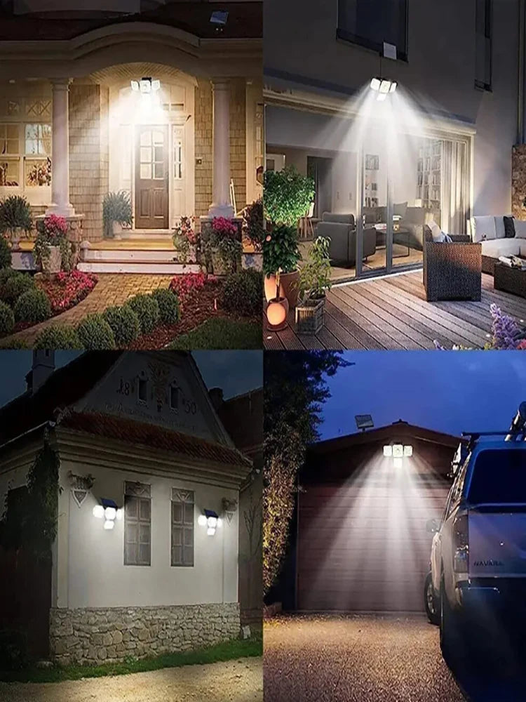 Ultra-Bright 122 LED Solar Flood Light – 4-Head Motion Sensor | 3000LM, 270° Wide-Angle, Waterproof Outdoor Security Lighting