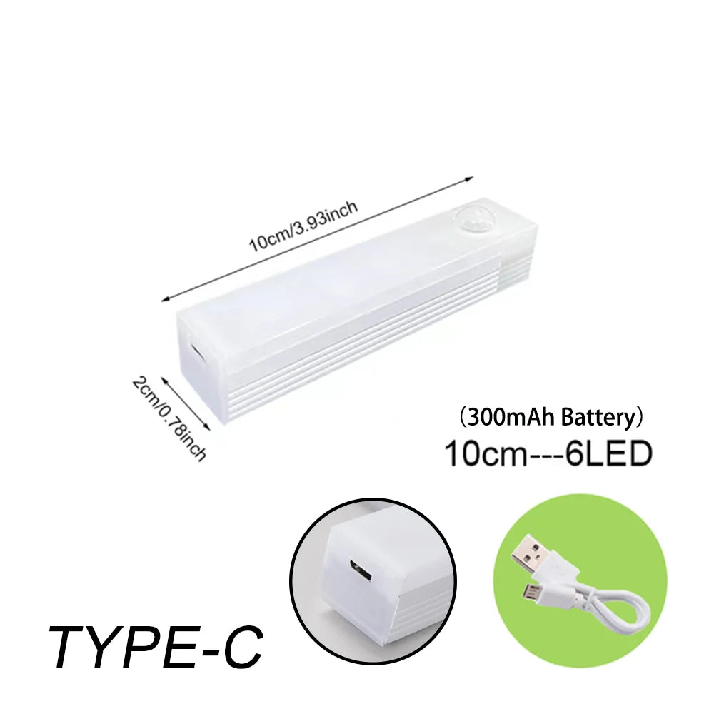 Rechargeable Motion Sensor LED Night Light – Wireless Cabinet & Stair Lamp with Type-C Charging