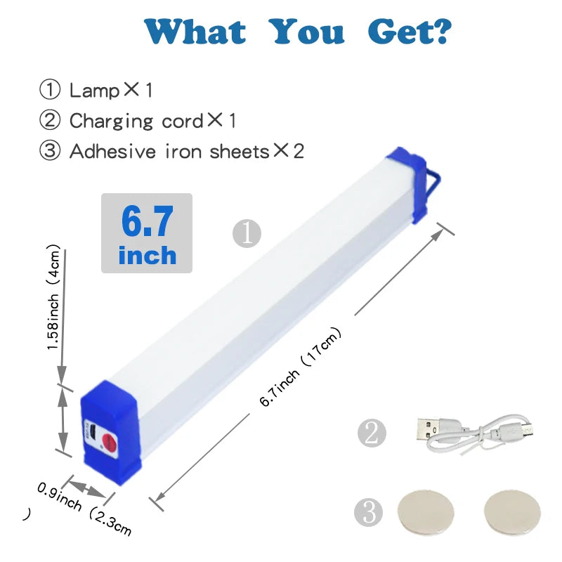 USB Rechargeable LED Tube Light – Magnetic, Portable Emergency Lamp for Camping, Vehicle & Outdoor Use