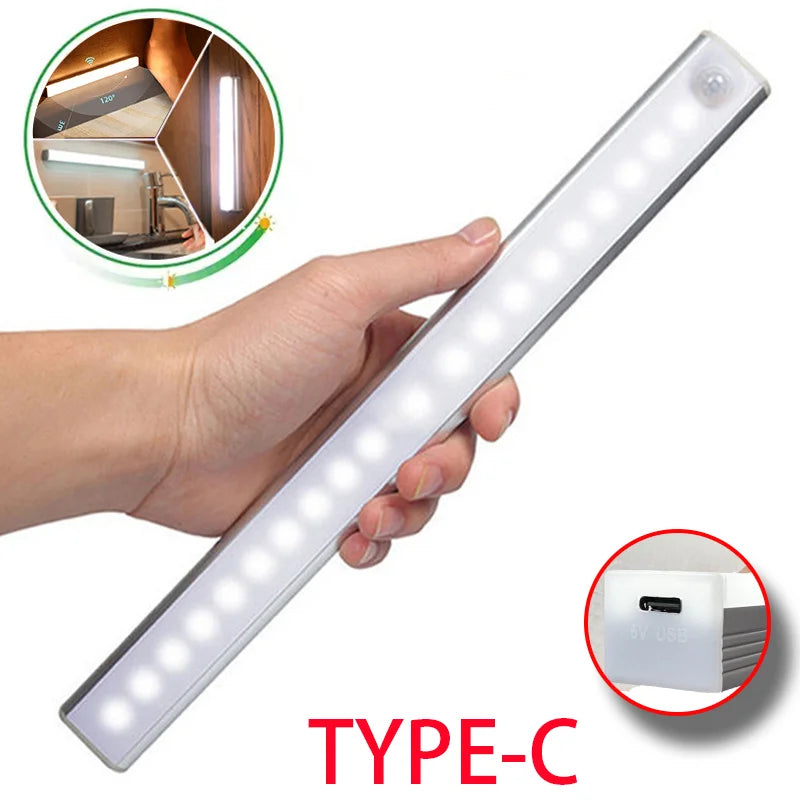 Rechargeable Motion Sensor LED Night Light – Wireless Cabinet & Stair Lamp with Type-C Charging
