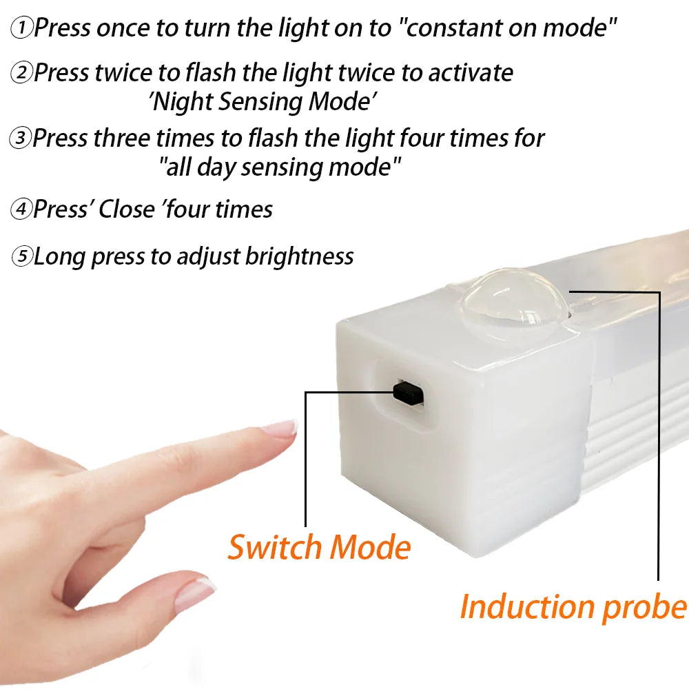 Wireless LED Motion Sensor Light – Type-C Rechargeable Lamp for Closet, Kitchen & Stairs
